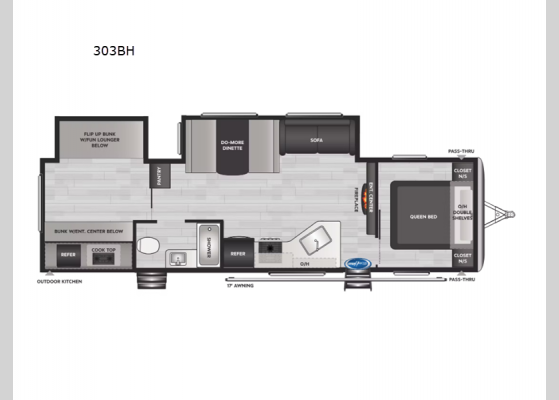 Floorplan - 2023 Springdale 303BH Travel Trailer