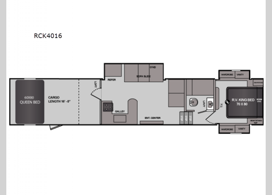 Floorplan - 2025 Rage'n RCK4016 Toy Hauler Fifth Wheel