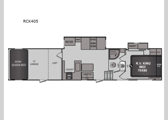 Floorplan - 2025 Rage'n RCK405 Toy Hauler Fifth Wheel