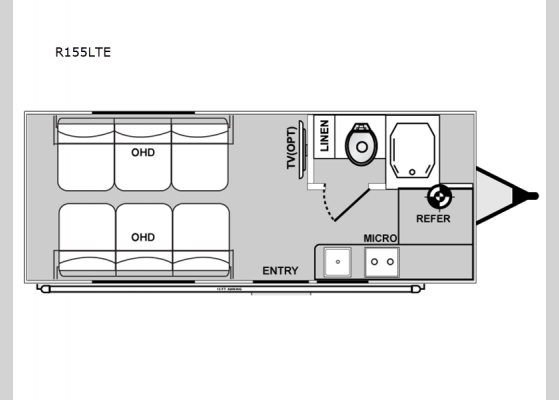 Floorplan - 2025 Rage'n R155LTE Toy Hauler Travel Trailer