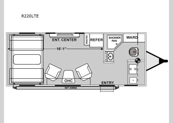 Floorplan - 2025 Rage'n R220LTE Toy Hauler Travel Trailer