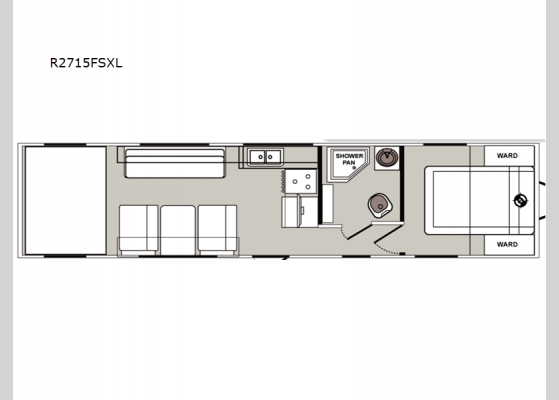 Floorplan - 2025 Rage'n R2715FSXL Toy Hauler Travel Trailer