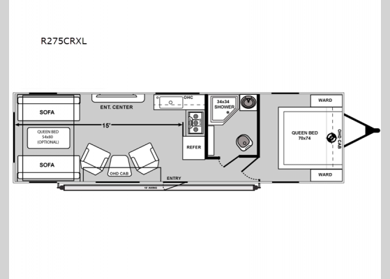 Floorplan - 2025 Rage'n R275CRXL Toy Hauler Travel Trailer