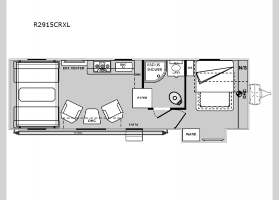 Floorplan - 2025 Rage'n R2915CRXL Toy Hauler Travel Trailer