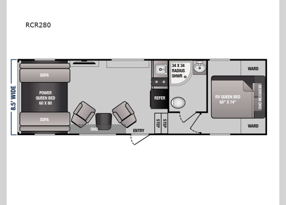 Floorplan - 2025 Rage'n Limited RCR280 Toy Hauler Fifth Wheel