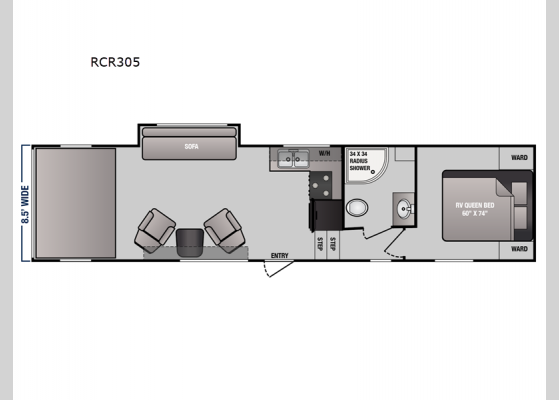 Floorplan - 2025 Rage'n Limited RCR305 Toy Hauler Fifth Wheel