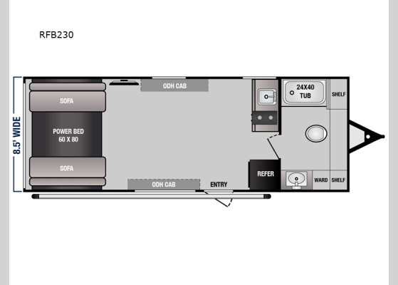 Floorplan - 2025 Rage'n Limited RFB230 Toy Hauler Travel Trailer