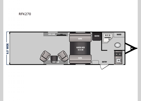 Floorplan - 2025 Rage'n Limited RFK270 Toy Hauler Travel Trailer