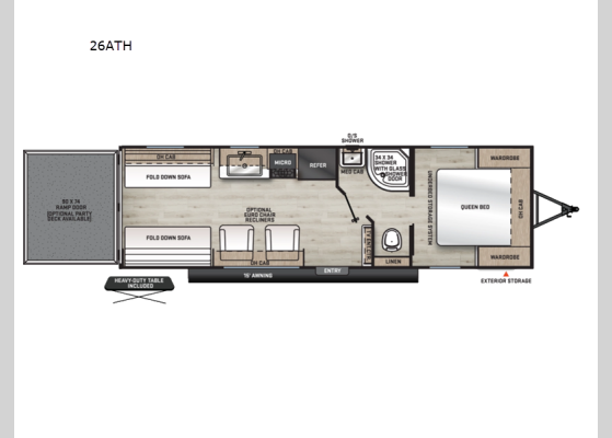 Floorplan - 2026 Aurora 26ATH Toy Hauler Travel Trailer