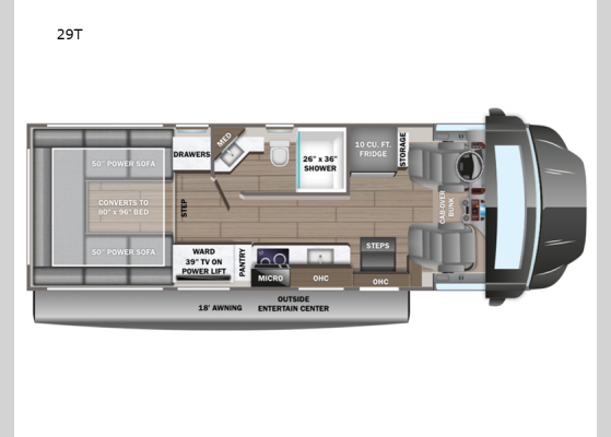 Floorplan - 2024 Accolade XT 29T Motor Home Super C - Diesel