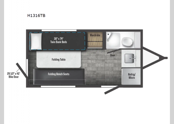 Floorplan - 2024 Hike 100 H1316TB Travel Trailer