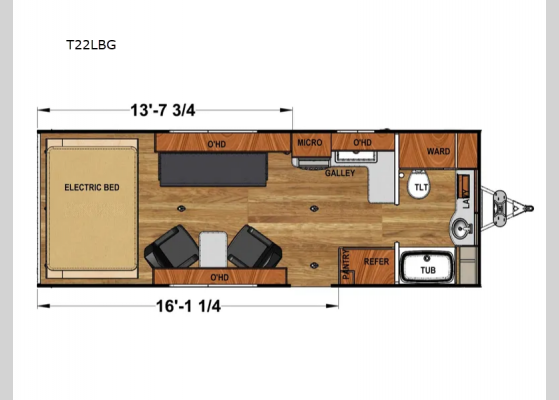 Floorplan - 2024 Attitude Pro Series T22LBG Toy Hauler Travel Trailer