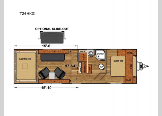 Floorplan - 2024 Attitude Pro Series T26HKG Toy Hauler Travel Trailer