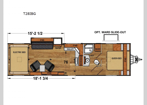 Floorplan - 2024 Attitude Pro Series T28IBG Toy Hauler Travel Trailer