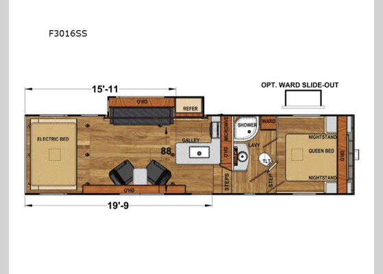 Floorplan - 2024 Attitude Pro Series F3016SS Toy Hauler Fifth Wheel