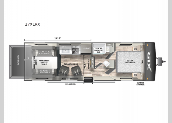 Floorplan - 2024 XLR Boost 27XLRX Toy Hauler Travel Trailer