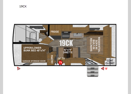Floorplan - 2026 Creek Side Mountain Series 19CK Travel Trailer