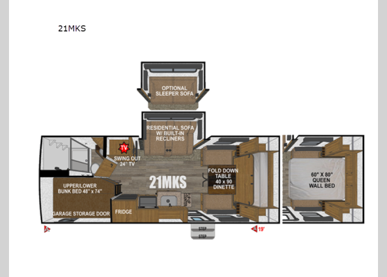 Floorplan - 2026 Creek Side Mountain Series 21MKS Travel Trailer