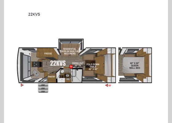 Floorplan - 2026 Creek Side Mountain Series 22KVS Travel Trailer