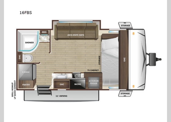 Floorplan - 2024 Range Lite Air 16FBS Travel Trailer