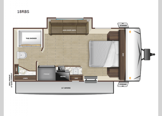 Floorplan - 2024 Range Lite Air 18RBS Travel Trailer