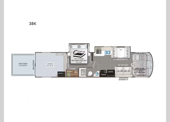 Floorplan - 2024 Outlaw Wild West Edition 38K Motor Home Class A - Toy Hauler