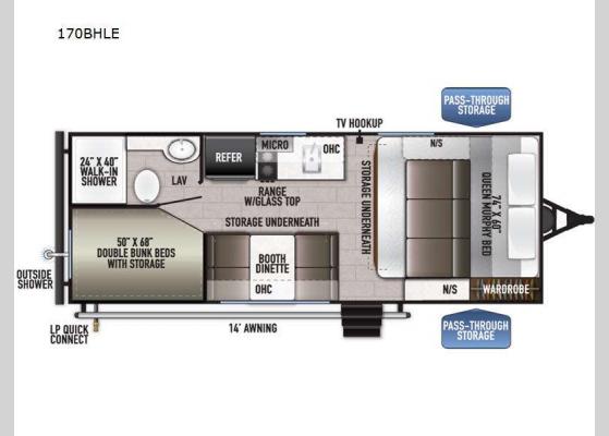 Floorplan - 2023 Della Terra 170BHLE Travel Trailer