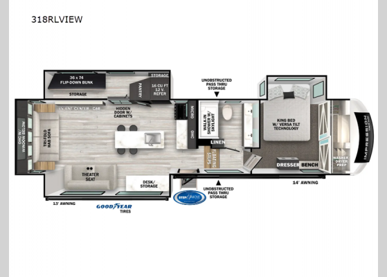 Floorplan - 2024 Impression 318RLVIEW Fifth Wheel