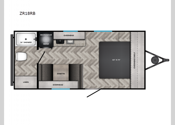 Floorplan - 2025 Zinger Lite ZR18RB Travel Trailer