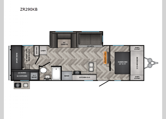 Floorplan - 2025 Zinger ZR290KB Travel Trailer