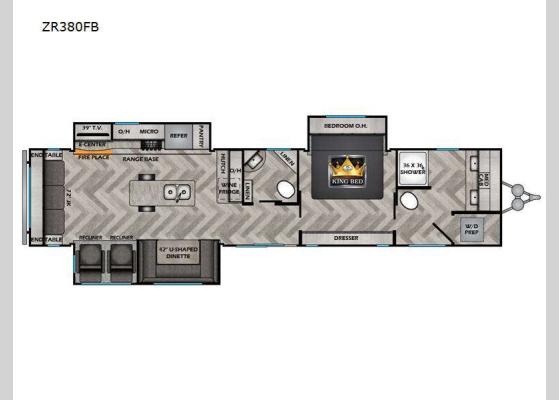 Floorplan - 2025 Zinger ZR380FB Travel Trailer