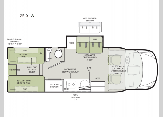 Floorplan - 2025 Wayfarer 25 XLW Motor Home Class C - Diesel