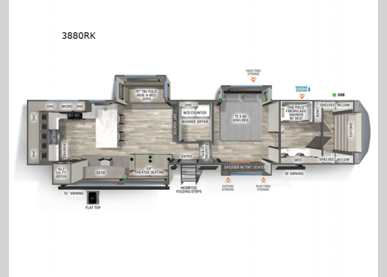 Floorplan - 2025 Sandpiper 3800RK Fifth Wheel