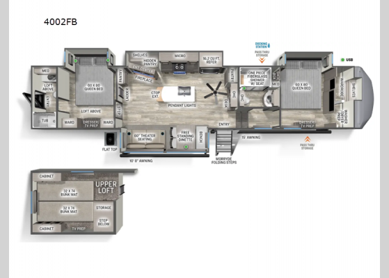 Floorplan - 2025 Sandpiper 4002FB Fifth Wheel