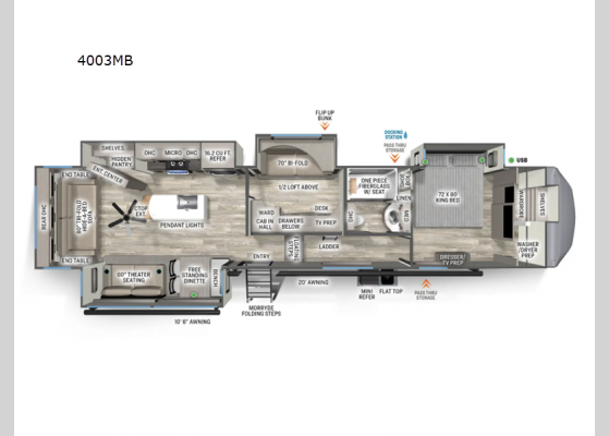 Floorplan - 2025 Sandpiper 4003MB Fifth Wheel