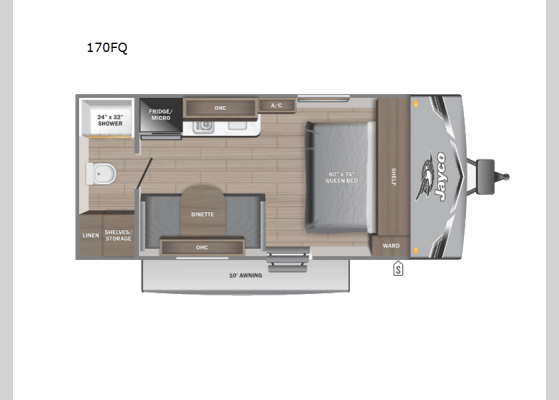 Floorplan - 2025 Jay Flight SLX 170FQ Travel Trailer