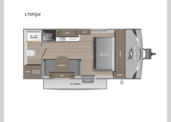 Floorplan - 2025 Jay Flight SLX 170FQW Travel Trailer