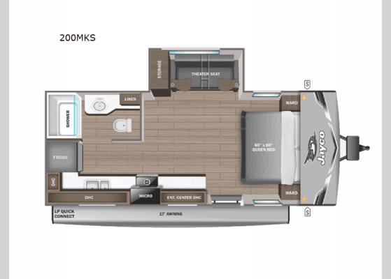 Floorplan - 2025 Jay Flight SLX 200MKS Travel Trailer