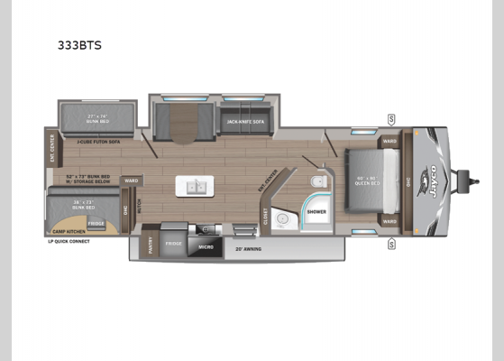 Floorplan - 2025 Jay Flight SLX 333BTS Travel Trailer