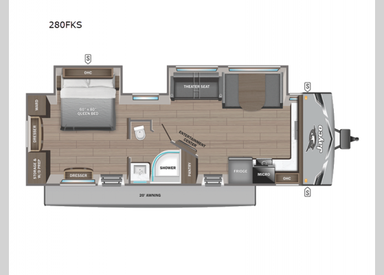 Floorplan - 2025 Jay Flight SLX 280FKS Travel Trailer