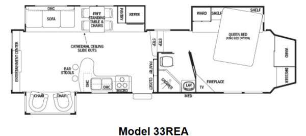 Floorplan - 2012 Forest River RV Cedar Creek Silverback 33REA