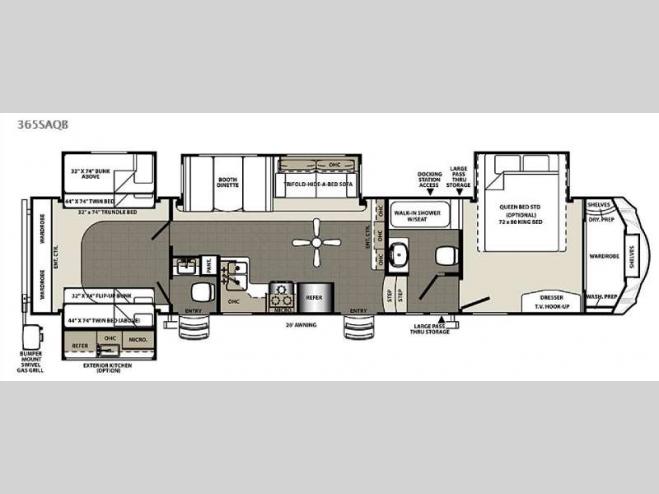 Floorplan - 2015 Forest River RV Sandpiper 365SAQB