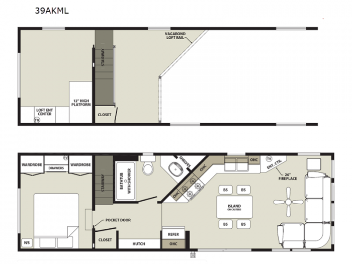 Floorplan - 2017 Forest River RV Quailridge Holiday Cottages 39AKML Loft