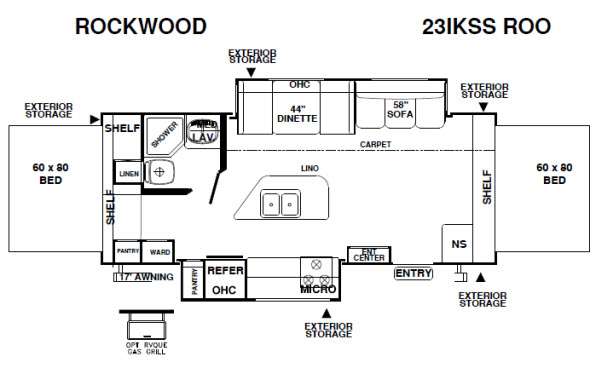 Floorplan - 2013 Forest River RV Rockwood Roo 23IKSS