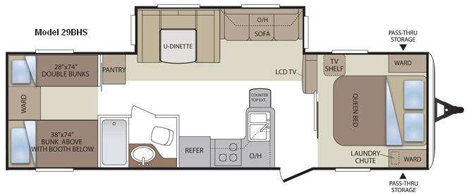 Floorplan - 2011 Keystone RV Cougar X-Lite 29BHS