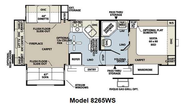 Floorplan - 2012 Forest River RV Rockwood Signature Ultra Lite 8265WS