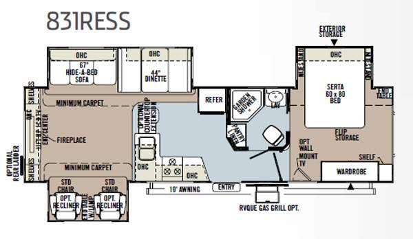Floorplan - 2013 Forest River RV Flagstaff Classic Super Lite 831RESS