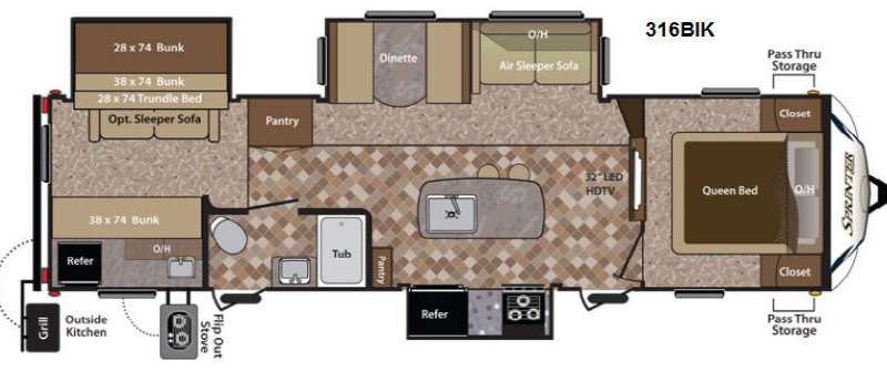 Floorplan - 2014 Keystone RV Sprinter 316BIK
