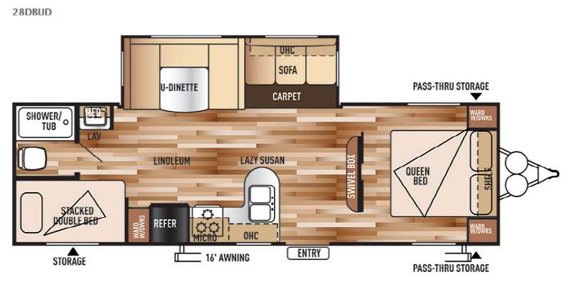 Floorplan - 2015 Forest River RV Wildwood 28DBUD