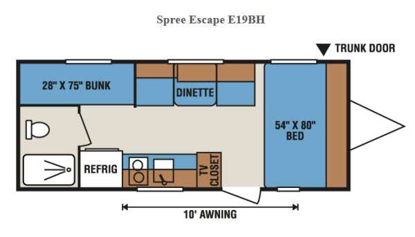 Floorplan - 2015 KZ Spree Escape E19BH